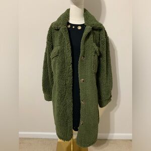 Green Sherpa Teddy Winter Coat
